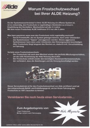 Frostschutzwechsel bei Ihrer ALDE Heizung